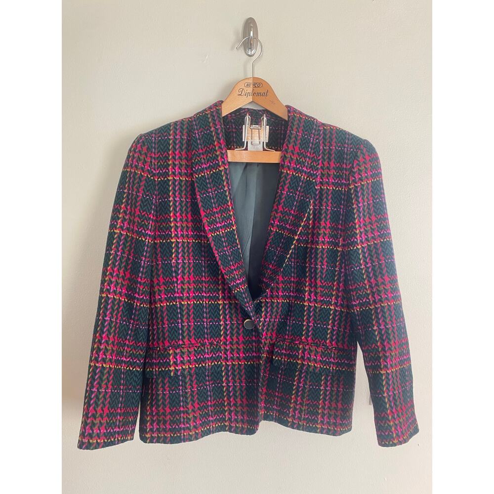 Vintage 80s Colorful Wool Pendleton Blazer Sz 12/ Modern M